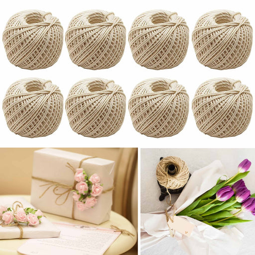 3 Rolls 443' Premium Jute Twine String Natural 2Ply Cord Rope