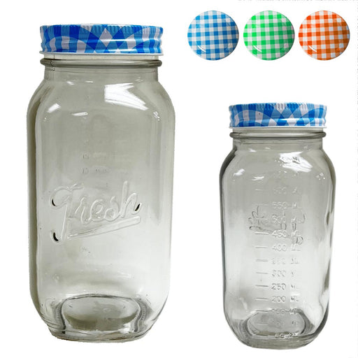 10 Pack Clear Mason Jars 750 ml Wide Mouth Glass Lids Jelly Crafts