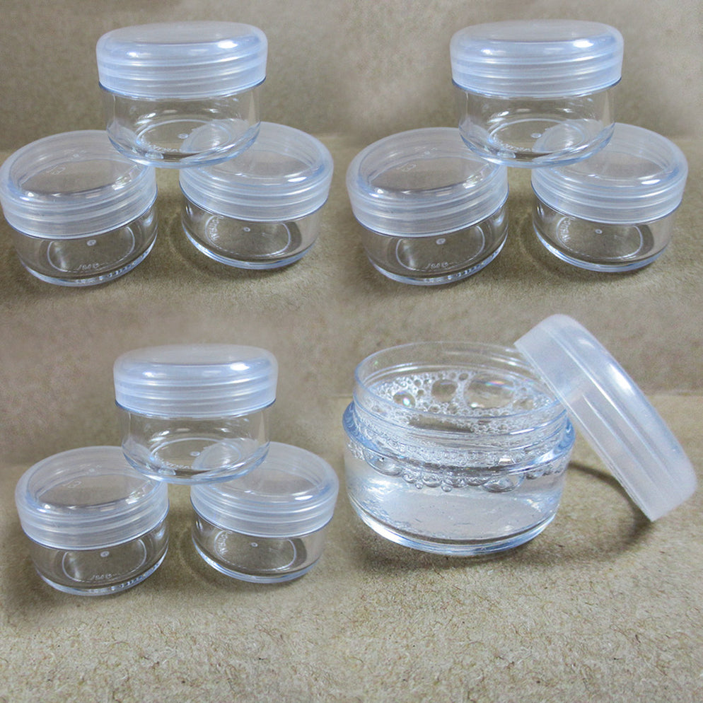 10 Empty Cosmetic Container 8gr Plastic Sample Clear Makeup Face Cream