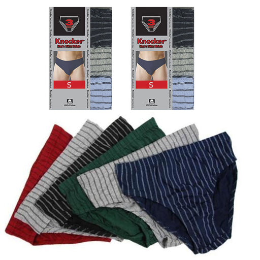 6 Pack Mens Bikinis Briefs Underwear 100% Cotton Solid Knocker Size Medium  32-34