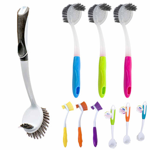 4 PC Cleaning Brush Set Dish Scrubber Handle Vegetable Scrub Wash Assorted 10