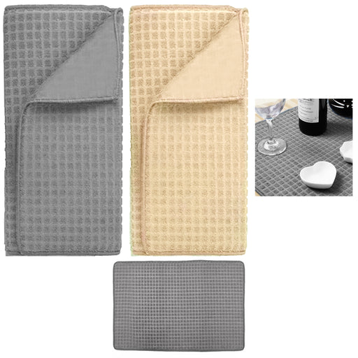 Reversible Absorbent Microfiber Dish Drying Mat Pad 15 x 20