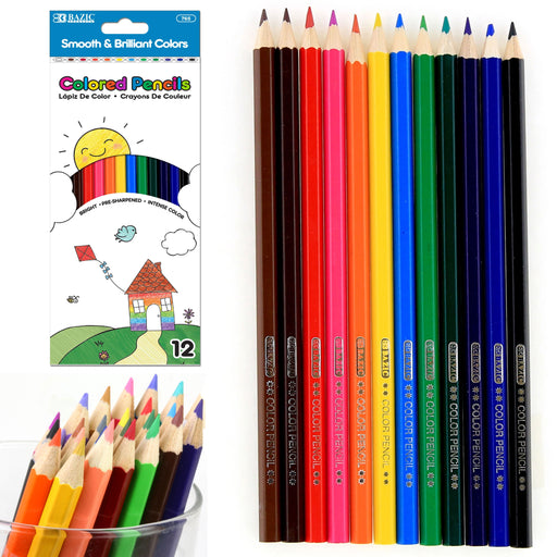 24 Colored Pencils Pre-Sharpened Drawing Sketching School Kids Coloring Art Gift