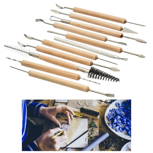 11 PC Clay Tools Pottery Sculpting Tool Supplies Wooden Handle Carving Tool Set