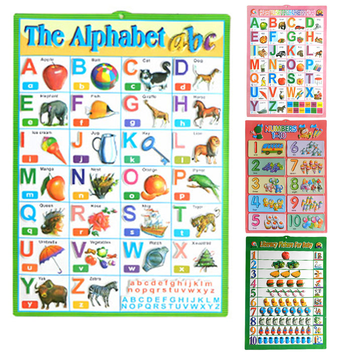 2 X Classroom Learning Poster Alphabet Number English Math Children Sc 