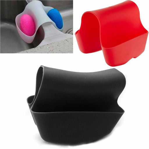 AllTopBargains 2 x Kitchen Organizer Sink Hanging Caddy Silicone Basket Dish Sponge Soap Holder