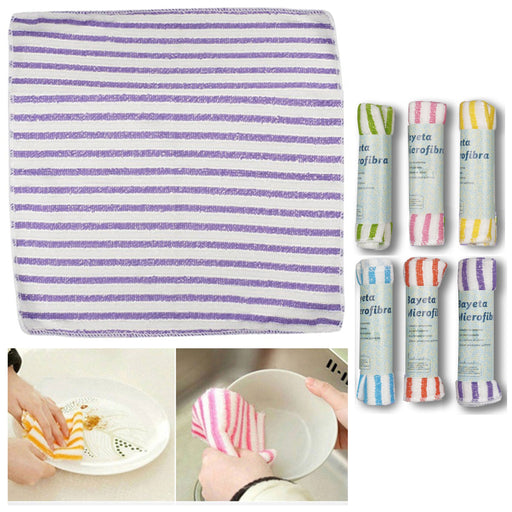 AllTopBargains 4 PC Microfiber Cleaning Cloths Mesh Scouring Scrub Dish Car Wash Drying Towels