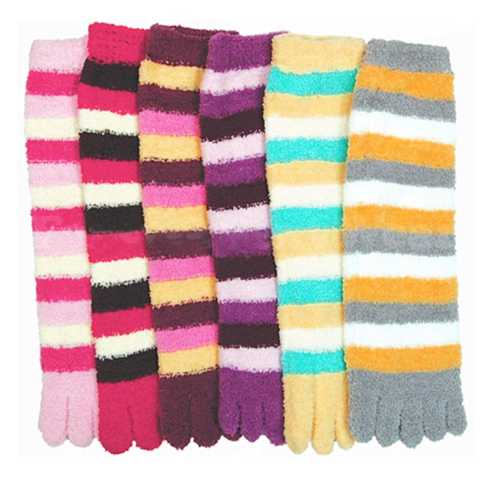 6 Pairs Ultra Plush Toe Socks Soft Fuzzy Winter Warm Women Girls Large ...