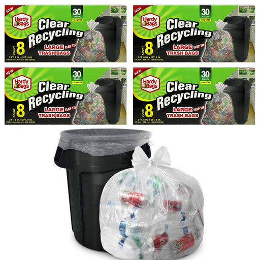 16ct Clear 30 Gallon Recycling Large Trash Bags Garbage Disposable Heavy  Duty