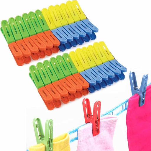48 Colorful Plastic Clothes Pins Pegs Clothespins Laundry Clips Clothing  Hanging 