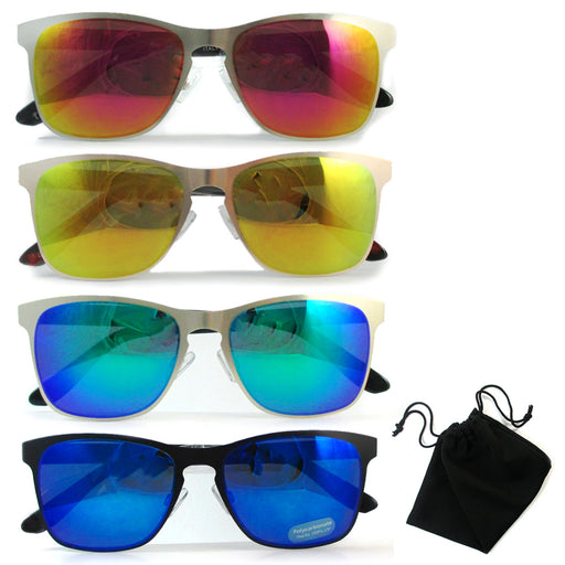 Mirrored Sunglasses Mens Rectangle Wrap Mirror Lens Shades Design Retro  Glasses