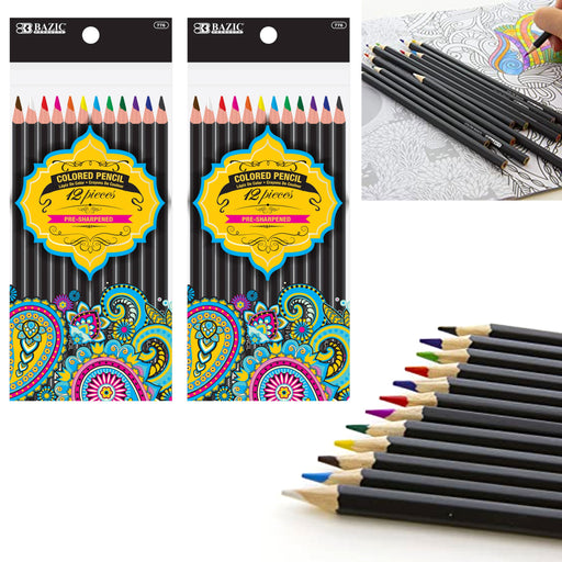 12 Bright Colored Pencils Pre-Sharpened Drawing School Kids Artist Coloring Gift