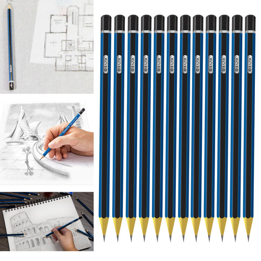 24 Graphite Pencils 2B Premium Sketching Artist Wood Pencil Un-sharpened Drawing