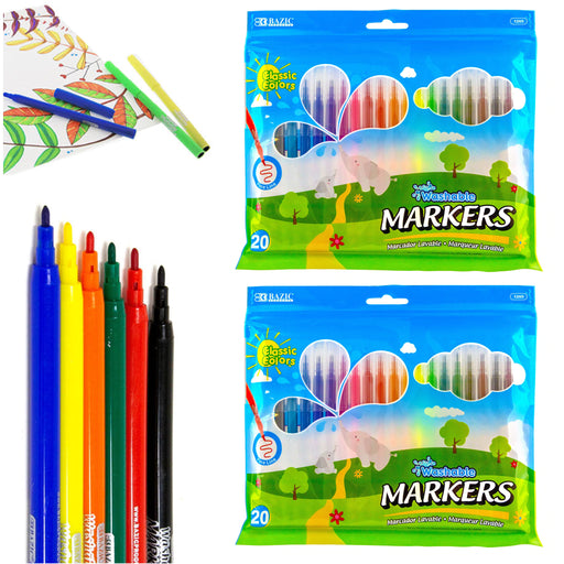 16 PC Classic Color Washable Markers Brilliant Color Broad Line Kids  Activities