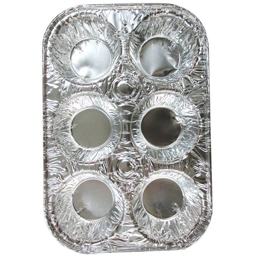 6-Cup Aluminum Foil Muffin Cupcake Pan 100/PK Disposable Containers Mold Pan