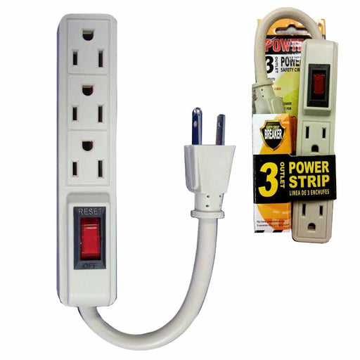 FosPower 3FT Extension Cords (2 PACK), 1625W 3-Outlet Power Strip with  Safety Cover Grounded Wall Outlet Extender with Extension Cord and 90  Degree AC Flat Plug Adapter, ETL Listed 