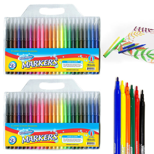 20 PC Coloring Markers Washable Fine Fibre Pens Marker Kids Adult Art School Set