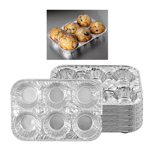 25Pc 6-Cup Aluminum Foil Muffin Pans Cupcake Aluminum Pans Disposable  Container