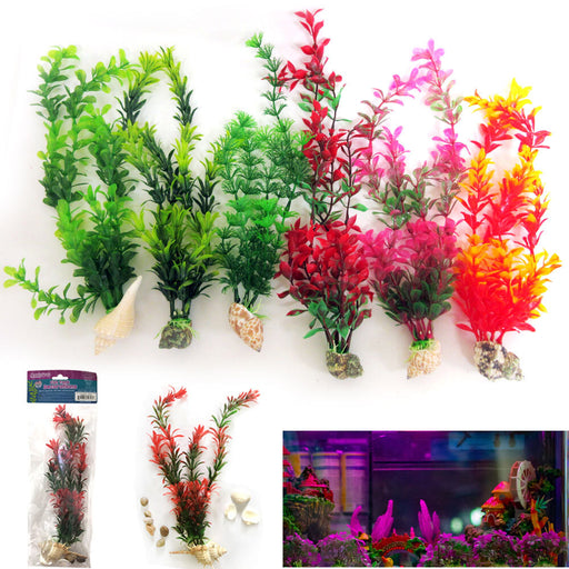 24 PC Fish Tank Decorations Artificial Aquarium Grass Plant Lush Terrariums Sea