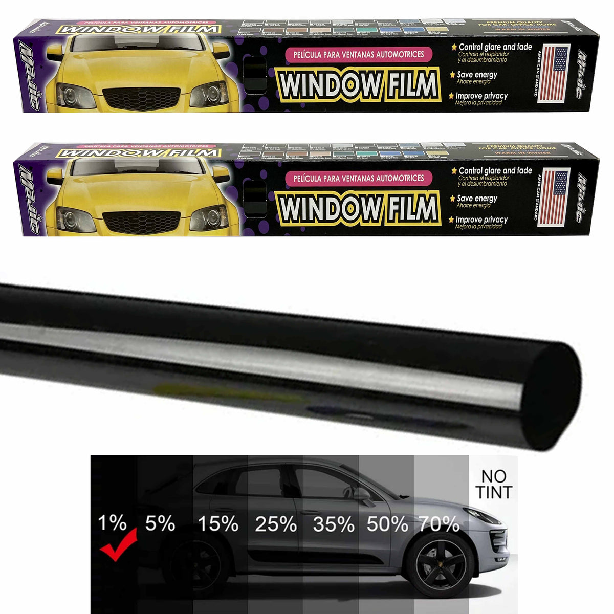 2 Rolls Uncut Window Tint Film 1% 20