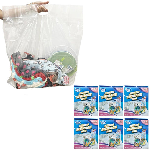 6 Pack Extra Large Storage Bags Strong Clear Resealable Zipper Food Travel 20x20, Size: XL, White