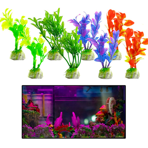 24 Pc Fish Tank Decorations Artificial Aquarium Grass Plant Lush Terrariums  Sea