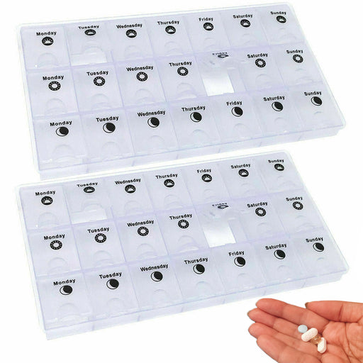 ATB Daily Pill Box Am PM Organizer Case Medicine Storage Vitamin Tablet Holder New