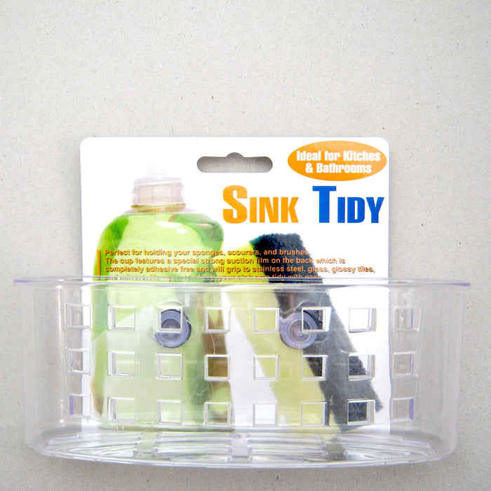 Kitchen Sink Caddy Organizer Sponge Dish Brush Holder Suction Cup Clear Plastic