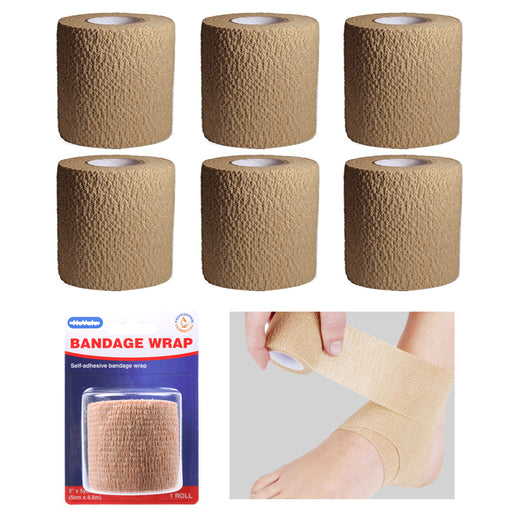 2 Rolls Self Adhesive Bandage Gauze Soft Cloth Flexible Elastic Tape 3  4.5yds