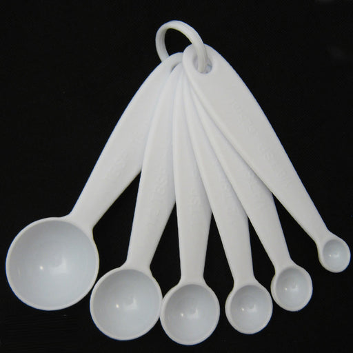 Winco MSPP-4, Set of White Plastic Measuring Spoons with Capacity Marking,  0.25, 0.5, 1 Teaspoon and 1 Tablespoon