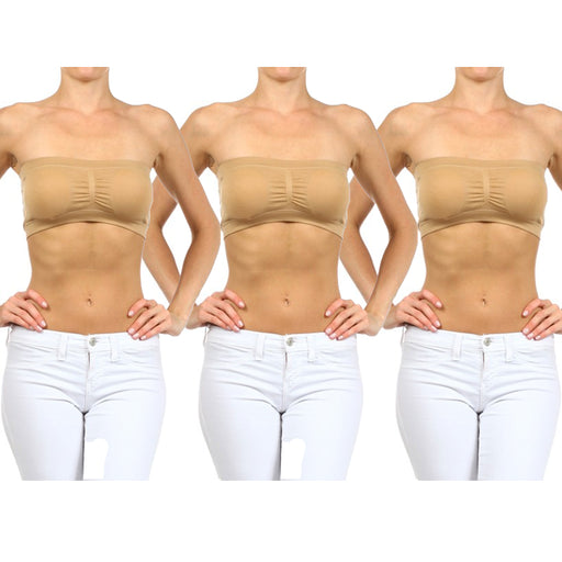 3PC Womens Bandeau Bra Basic Layering Seamless Crop Top Strapless Bral —  AllTopBargains