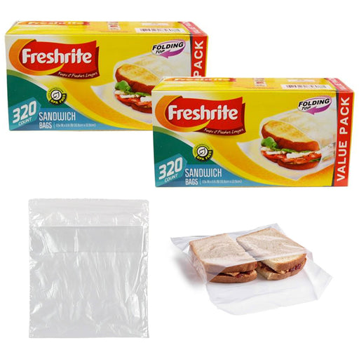 600 Fold Top Sandwich Bags Food Storage Plastic Poly Baggies Snack School Lunch