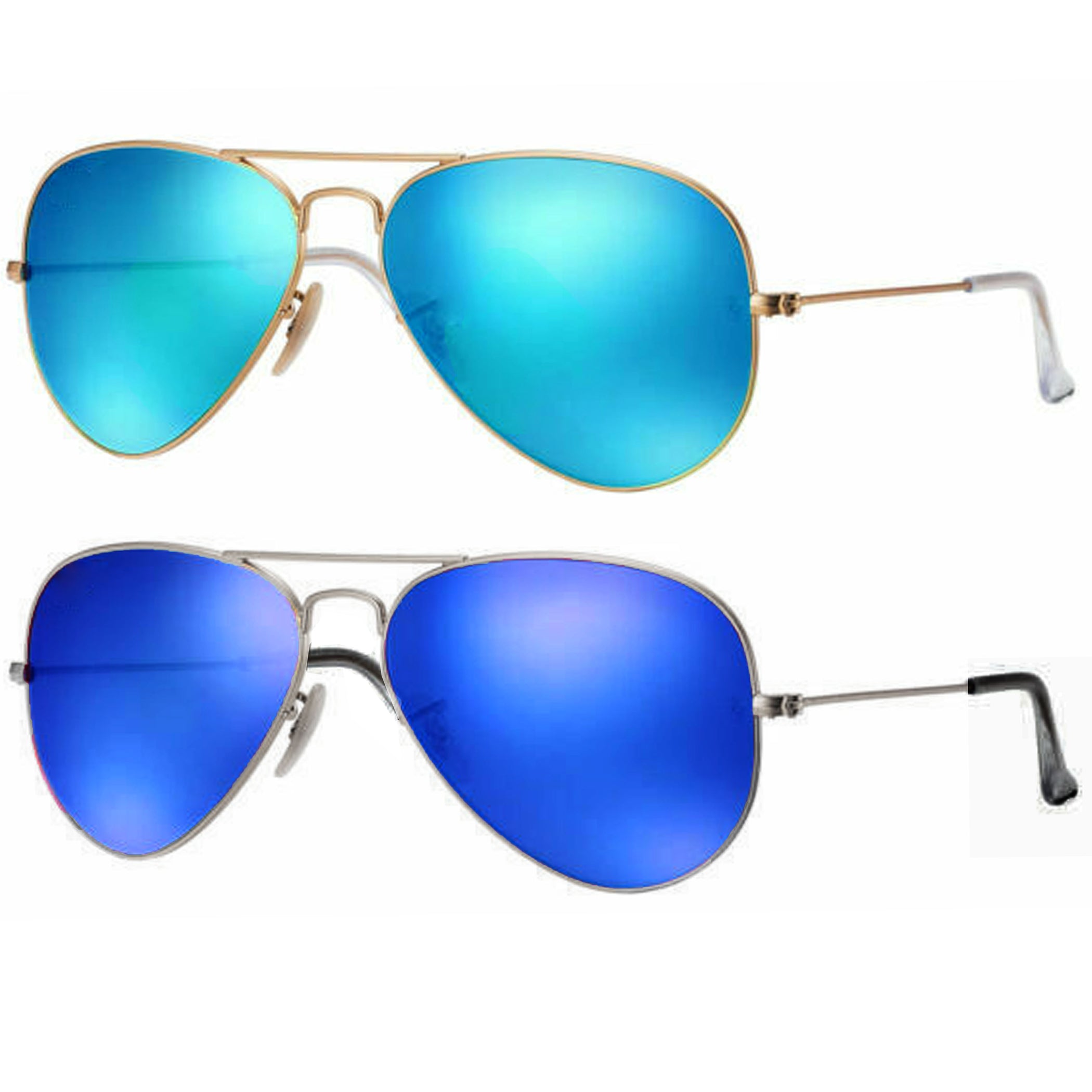 1 Retro Aviator Sunglasses Vintage Pilot Blue Lens Unisex Men Shades M — Alltopbargains 