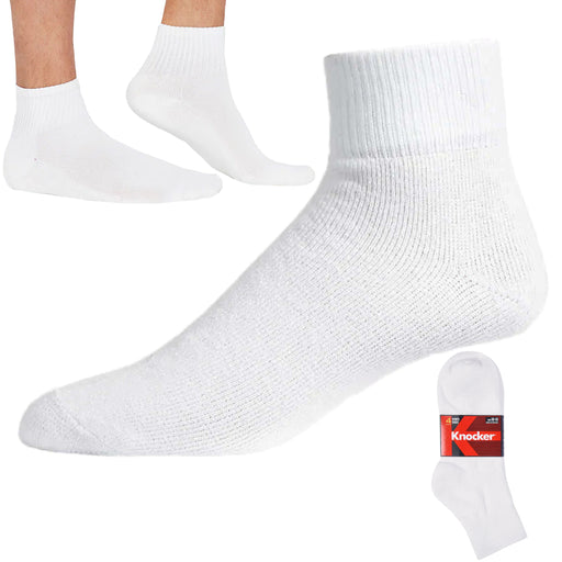 4 Pairs Mens Classic Ankle Socks Quarter Crew Sport Cotton White