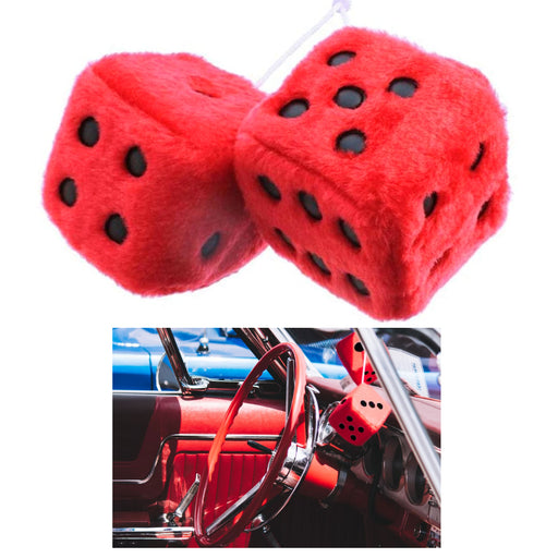 2.95” Fuzzy Plush Dice Retro Square Plush Hanging Mirror Fuzzy Dices Car  Decor