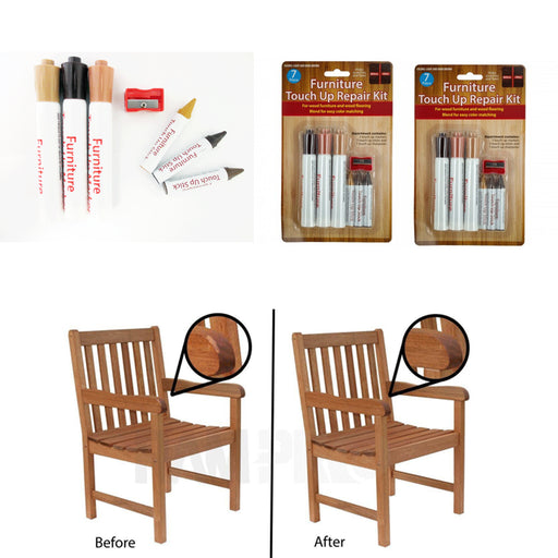 Wood Grain Complementary Pen Furniture Refinish Pen 8+8+ Pencil Tool 17pcs Furniture Touch Up Kit Markers & Filler Sticks Wood Scratches Restore Kit