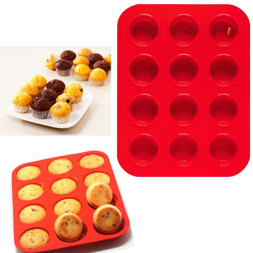 Nonstick Bakeware 6-Cup Muffin Pan with Silicone Cupcake Liners (Set of 6) by Boxiki Kitchen | Premium Nonstick Baking Muffin Tin and Muffin Cups