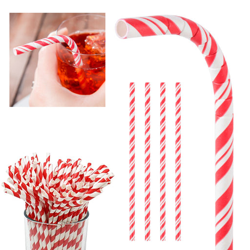 24ct Candy and White Striped Paper Straws - The Party Place - Conway