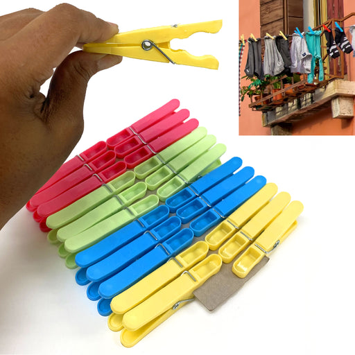 12 Clothespins Easy Grip Clothes Pin Clips Laundry Pegs Hangs Heavy Duty  Outdoor