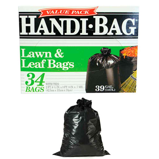 Lawn & Leaf Trash Bags, Twist Ties, Black, .8 Mil, 39 Gallons, 8-Ct.