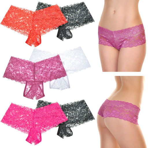 2pc Women Sexy Lace Crotchless Thongs Panties Underwear Lingerie G-String  Small