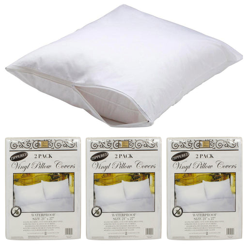 4 Pack Deluxe Zippered Vinyl Pillow Covers - Waterproof Protectors for  Longer Lasting Pillows. Standard Size 21x27. Ideal for Home, Hotel and  Hospital Use 