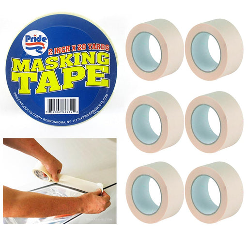 6 Rolls Masking Paint Tape Multi Surface Painters Arts Craft 0.94 x 30 Yd  Beige