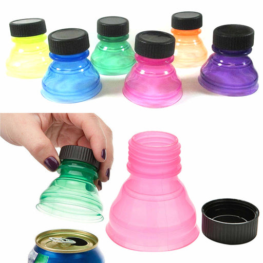 6 Pack Soda Can Savers Reusable Pop Drink Covers Lid Protector Spill Free  Bottle