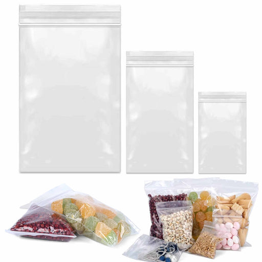 60ct Assorted Size Reclosable Bags Clear Poly Seal Plastic Baggies Snacks  Crafts