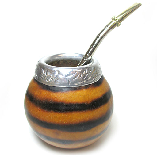 Mate Argentino Gourd Straw bombilla Yerba Mate Mate Uruguay Argentinien  polished Dark Brown Color BONUS Spoon Yerba 