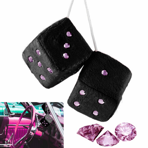 1 Pair Fuzzy Dice Car Decoration Retro Mirror Hanging Plush Dice Shiny —  AllTopBargains