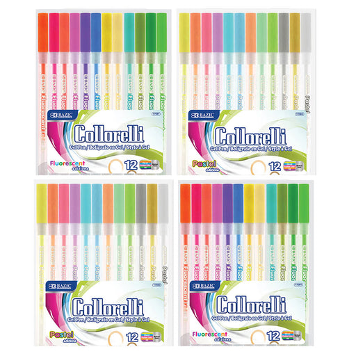 24 Pk Glitter Colored Gel Pens Art Set School Sketch Drawing Adult Coloring Book