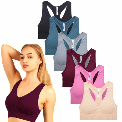 6Pack Sport Bras Seamless Wire Free Weight Support Tank Sports Yoga Sleep  Bra US 