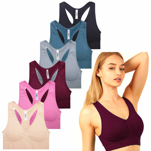 6Pack Sport Bras Seamless Wire Free Weight Support Tank Sports